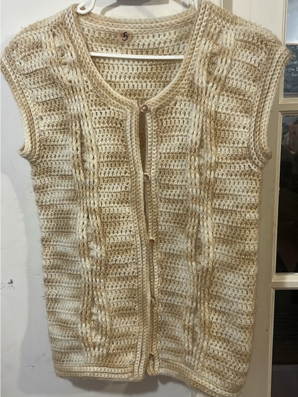 Cream Cable Knit Button-Front Women's Sweater Vest